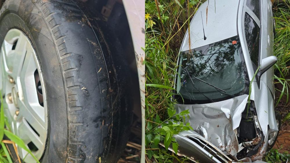 Motorista fica ferido após carro aquaplanar e sair da pista na PR-180 em Goioerê Imagem referente a Motorista fica ferido após carro aquaplanar e sair da pista na PR-180 em Goioerê
