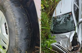 Motorista fica ferido após carro aquaplanar e sair da pista na PR-180 em Goioerê