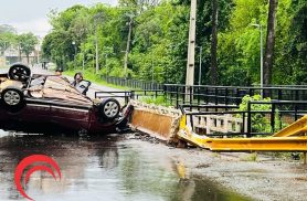 Passageiro morre e motorista fica ferido após carro bater em ponte em Foz do Iguaçu
