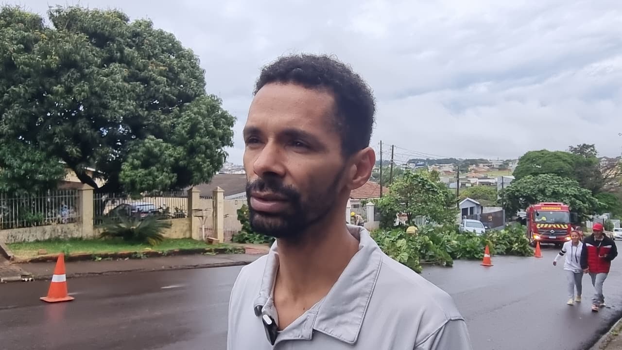 “Ouvi o barulho de madrugada e a árvore caiu em três partes”, conta morador do Neva, em Cascavel