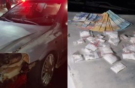 Drogas e dinheiro: Perseguição policial termina em acidente na Rua Rio da Paz