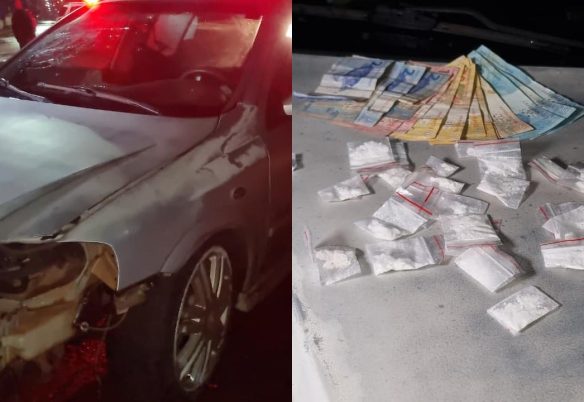 Drogas e dinheiro: Perseguição policial termina em acidente na Rua Rio da Paz