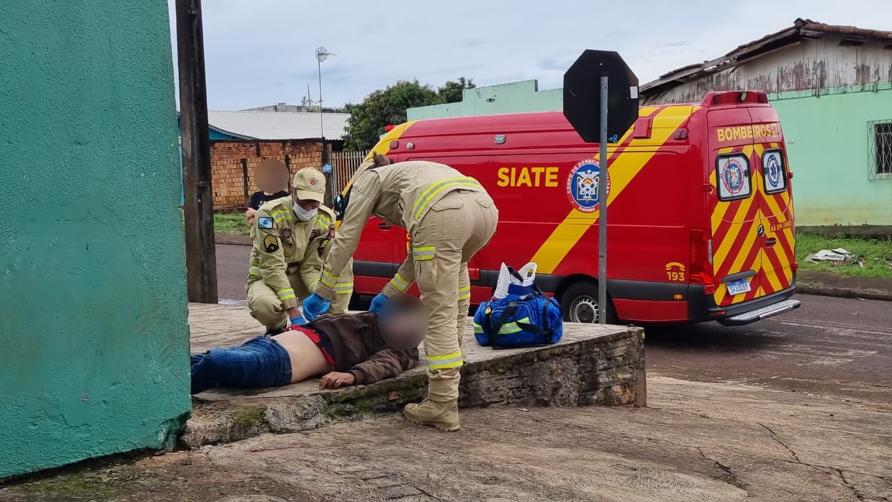 Homem fica em estado grave após sofrer queda em Cascavel; Siate realizou massagem cardíaca