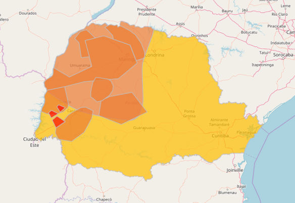Cascavel tem novo alerta de temporal após chover quase 100 mm nas últimas 24 horas