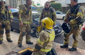 Poeira de reforma é confundida com fumaça e bombeiros são mobilizados em prédio no Centro de Cascavel