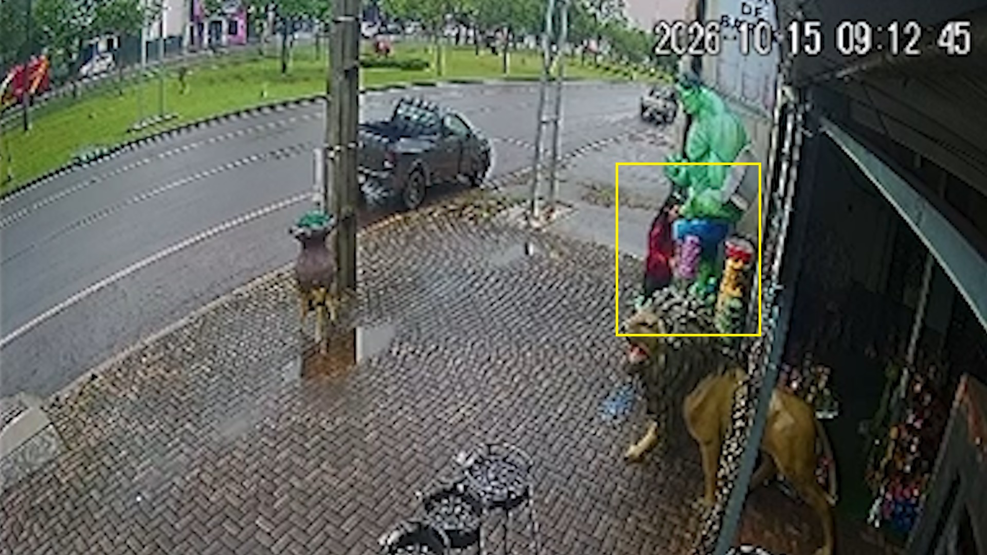 Câmera registra mulher furtando jogo de panelas exposto em frente a loja em Cascavel