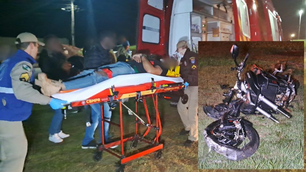 Acidente com moto deixa homem com suspeita de fraturas nas costelas na rua Jorge Lacerda Imagem referente a Acidente com moto deixa homem com suspeita de fraturas nas costelas na rua Jorge Lacerda