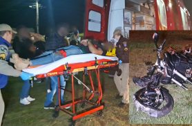 Acidente com moto deixa homem com suspeita de fraturas nas costelas na rua Jorge Lacerda