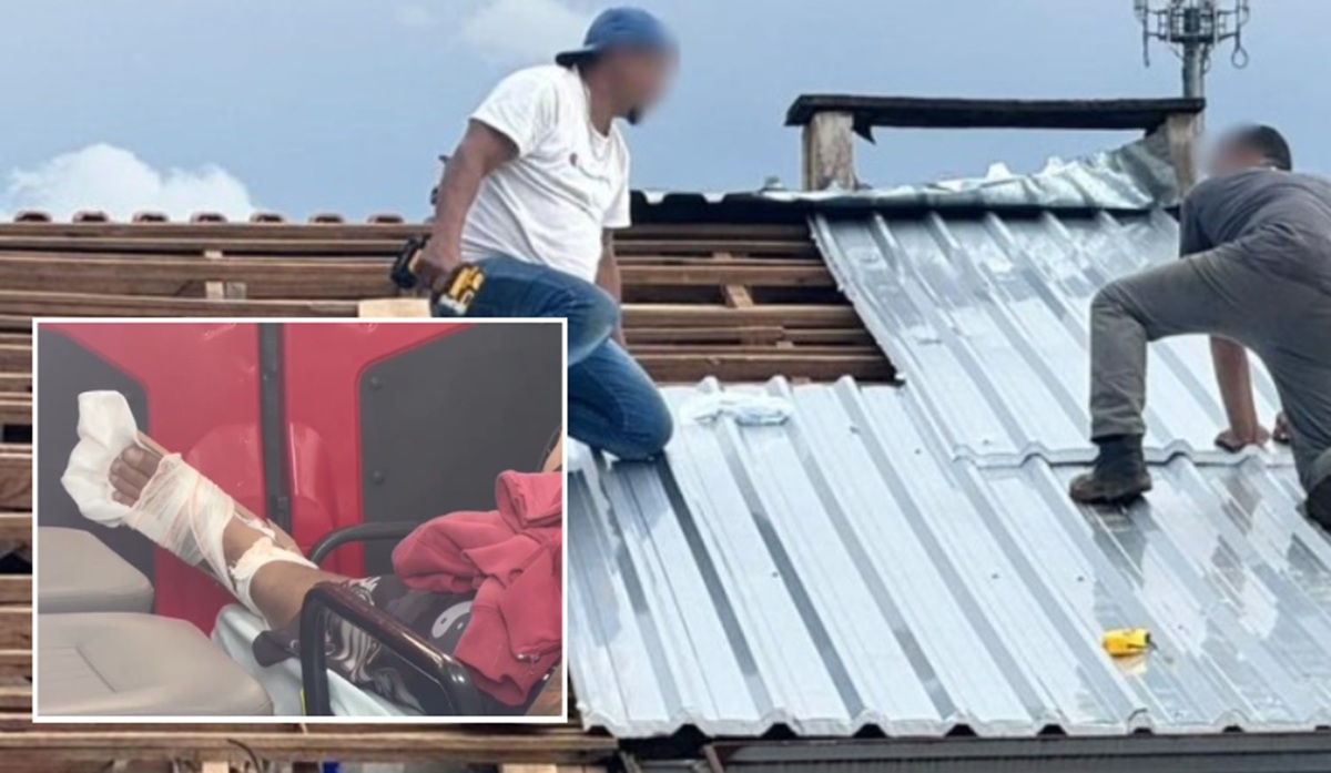 Homem cai de telhado e é socorrido pelo Siate no Bairro Brasília em Cascavel