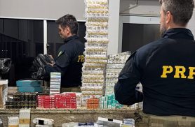 PRF apreende cerca de 4 mil caixas de medicamentos e anabolizantes na BR-277, em Santa Terezinha de Itaipu