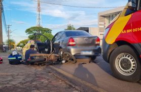 Acidente em Cascavel deixa motociclista ferido na Rua Minas Gerais
