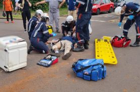 Motociclista quebra a perna em grave acidente no Bairro Alto Alegre, em Cascavel Motociclista quebra a perna em grave acidente no Bairro Alto Alegre, em Cascavel