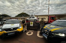 Ação conjunta entre PRF e Polícia Militar apreende quase 700 kg de maconha após fuga em Toledo Ação conjunta entre PRF e Polícia Militar apreende quase 700 kg de maconha após fuga em Toledo