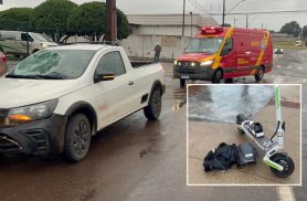Condutor de patinete elétrico fica ferido após batida com Saveiro em Cascavel