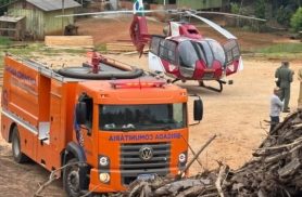 Trabalhador prende braço em correia de silo e é socorrido de helicóptero com fratura e laceração