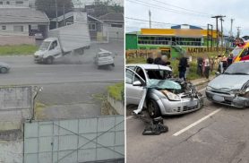 Forte colisão com três veículos deixa feridos em batida filmada por câmeras em rodovia
