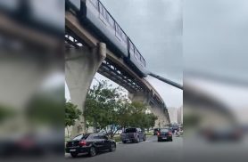 Guindaste cai sobre monotrilho, é atingido por trem e interrompe Linha em SP