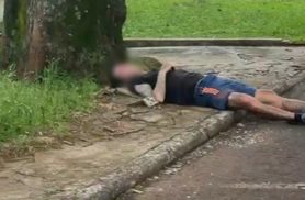 Homem adicto é encontrado inconsciente em calçada no bairro Cancelli em Cascavel Homem adicto é encontrado inconsciente em calçada no bairro Cancelli em Cascavel
