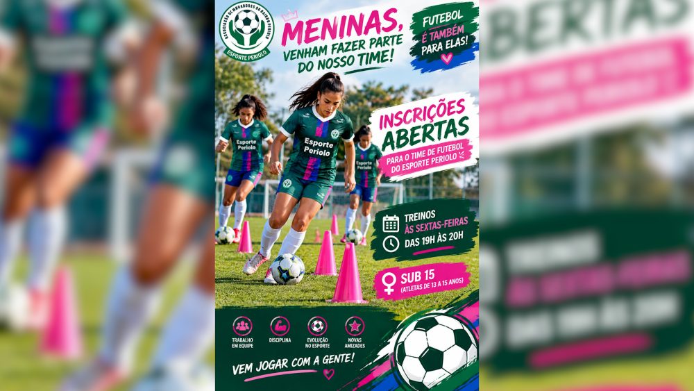Imagem referente a Escolinha de futebol em Cascavel abre vagas para meninas de 12 a 15 anos no Bairro Periolo