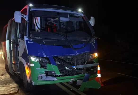 Ônibus da Saúde de Capanema colide com caminhão na PR-182 em Ampére Ônibus da Saúde de Capanema colide com caminhão na PR-182 em Ampére