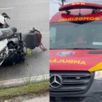 Imagem relativa a Motociclista de 20 anos fica gravemente ferido em acidente com carro em cruzamento de Colombo